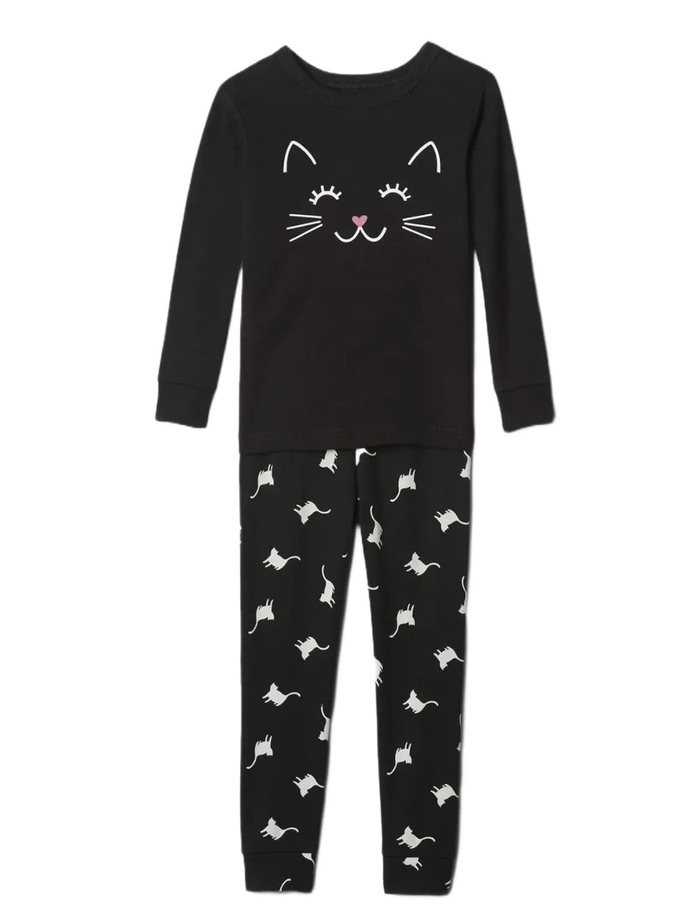 Gap Snug Fit Pajamas Long Sleeve Size 4 Black Cat Print